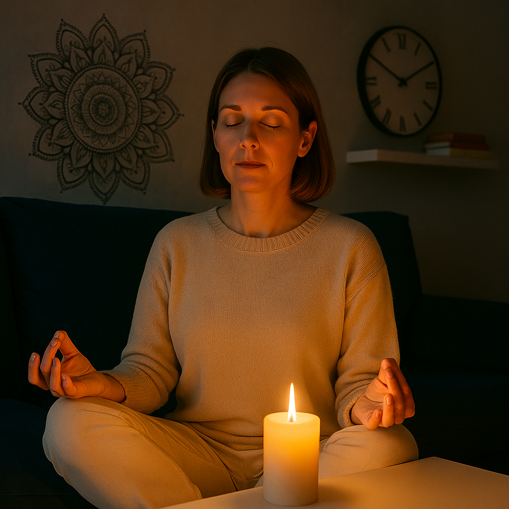 méditation avec lumière tamisée