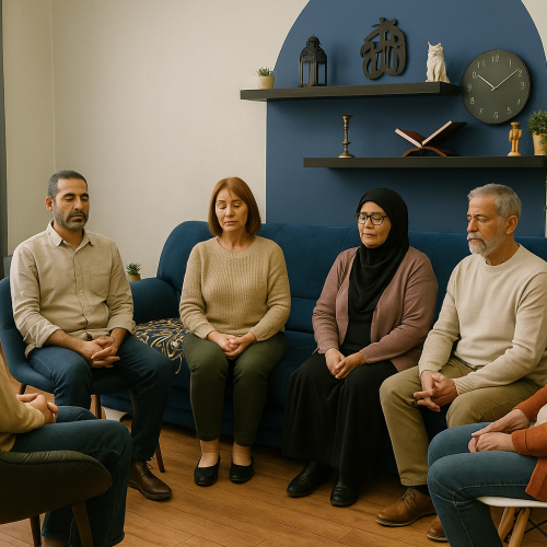 séance de groupe dans un salon